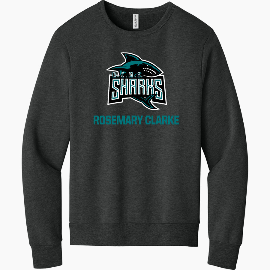 Rosemary Clarke Sharks <span class="pdp-name-mascot">Rosemary Clarke Middle School</span> BELLA+CANVAS Unisex Sponge Fleece Classic Crewneck Sweatshirt