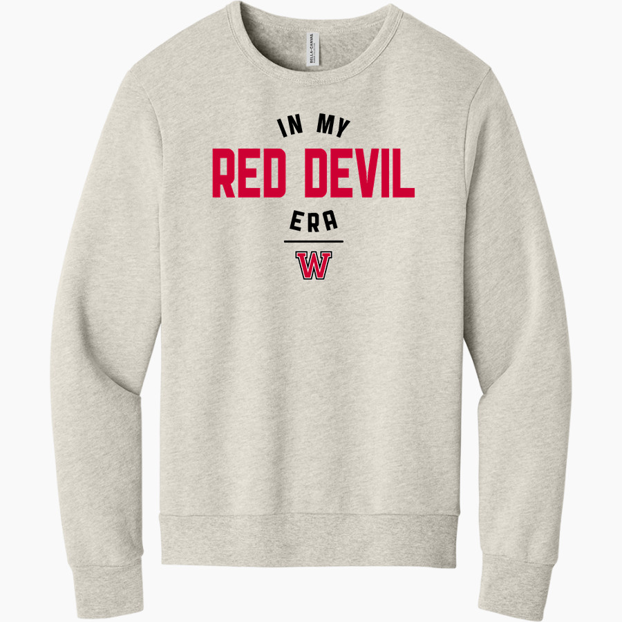 WILLISTON HIGH SCHOOL RED DEVILS BELLA+CANVAS Unisex Sponge Fleece Classic Crewneck Sweatshirt