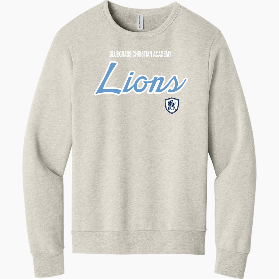 Bluegrass Lions <span class="pdp-name-mascot">Bluegrass Christian Academy Lions</span> BELLA+CANVAS Unisex Sponge Fleece Classic Crewneck Sweatshirt