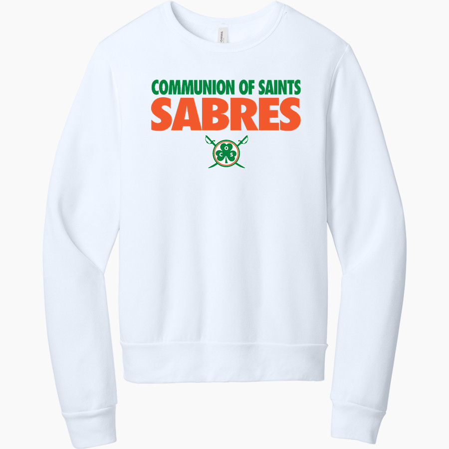 Communion of Saints School Sabres official sideline store BELLA+CANVAS Unisex Sponge Fleece Classic Crewneck Sweatshirt