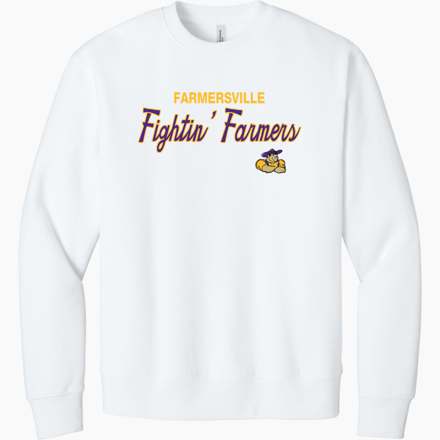 FARMERSVILLE HIGH SCHOOL FIGHTIN' FARMERS <span class="pdp-name-mascot">FARMERSVILLE FIGHTIN' FARMERS</span> BELLA+CANVAS Unisex 10-Ounce Heavyweight Crewneck Sweatshirt