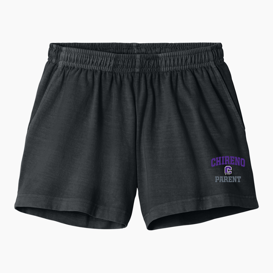 CHIRENO HIGH SCHOOL OWLS <span class="pdp-name-mascot">CHIRENO OWLS</span> BELLA+CANVAS Women's Heavyweight Garment-Dyed Short