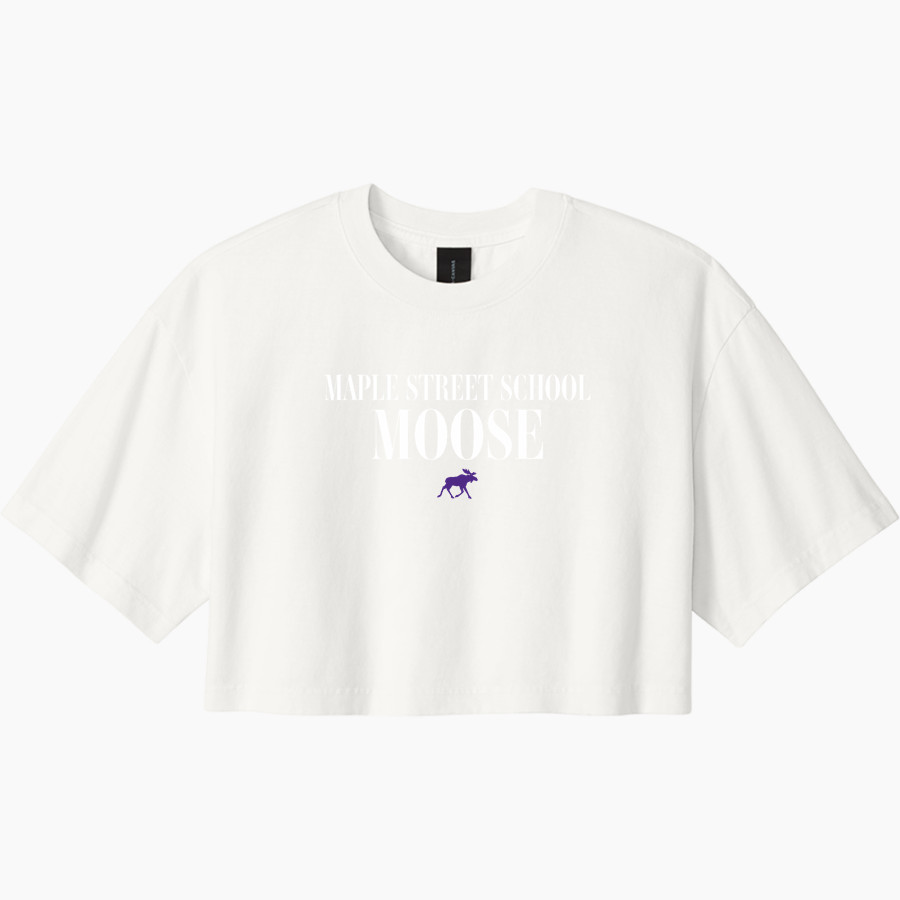 Maple Street School Moose <span class="pdp-name-mascot">Maple Street School Moose</span> BELLA+CANVAS Women's Heavyweight Garment-Dyed Cropped Tee