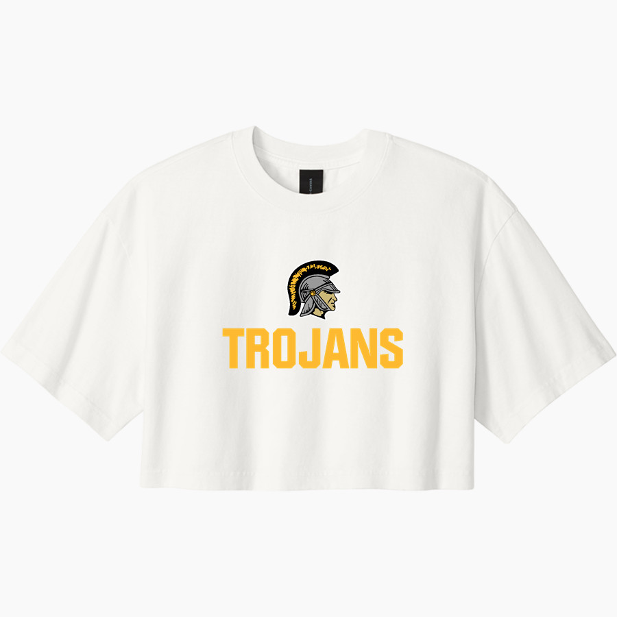 TRAVERSE CITY CENTRAL HIGH TROJANS <span class="pdp-name-mascot">TRAVERSE CITY TROJANS</span> BELLA+CANVAS Women's Heavyweight Garment-Dyed Cropped Tee