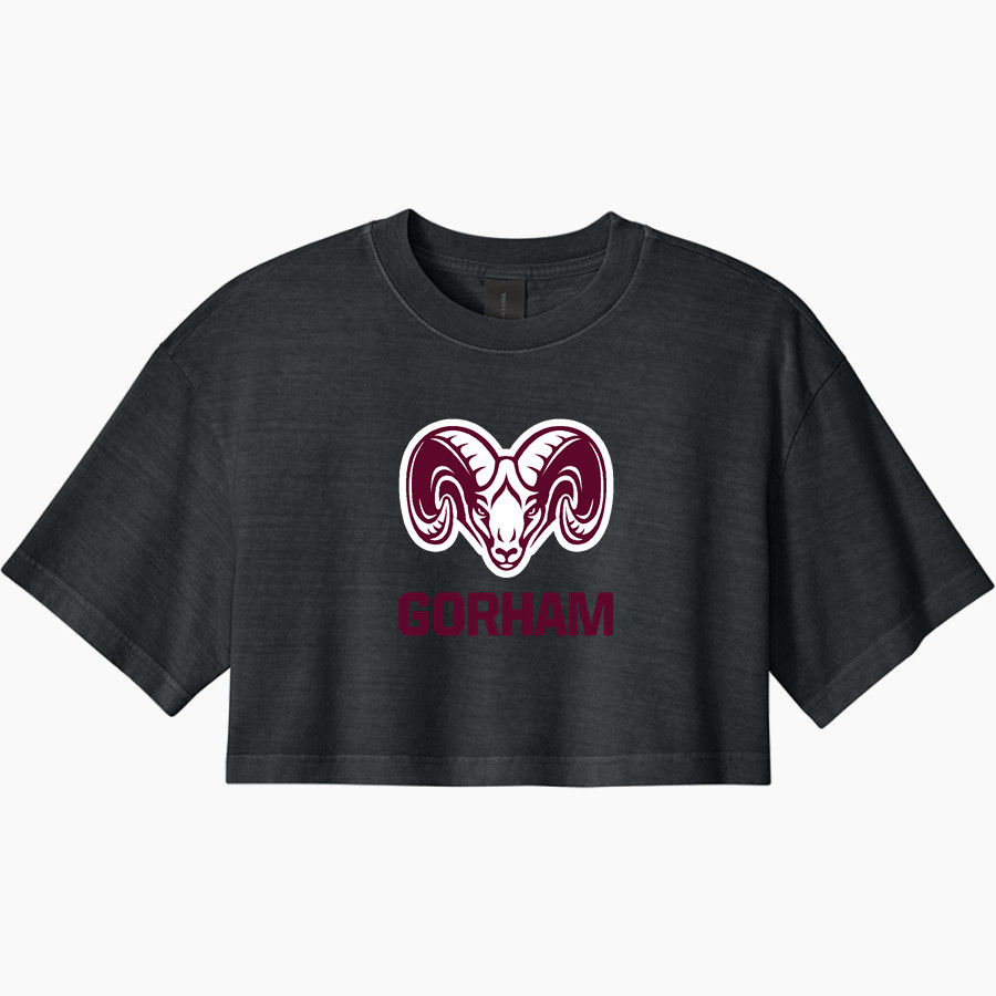 GORHAM HIGH SCHOOL RAMS <span class="pdp-name-mascot">GORHAM RAMS</span> BELLA+CANVAS Women's Heavyweight Garment-Dyed Cropped Tee