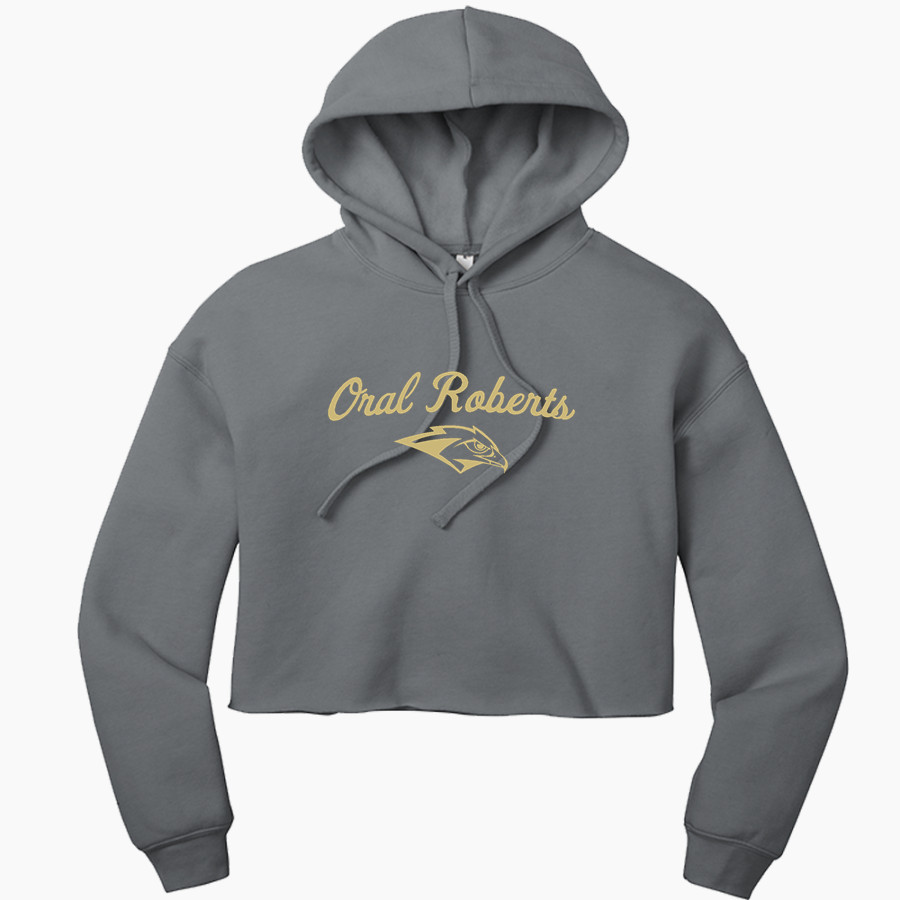 Oral Roberts Golden Eagles <span class="pdp-name-mascot">Oral Roberts Golden Eagles</span> Bella+Canvas Women's Sponge Fleece Cropped-Fleece Hoodie