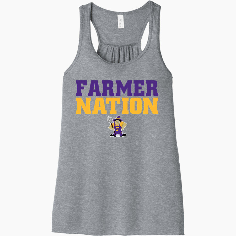 FARMINGTON HIGH SCHOOL FARMERS <span class="pdp-name-mascot">FARMINGTON FARMERS</span> Bella+Canvas Women's Flowy Racerback Tank