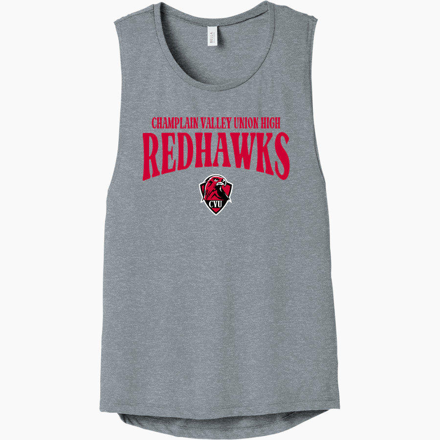 CHAMPLAIN VALLEY UNION HIGH REDHAWKS Bella+Canvas Women's Flowy Scoop Muscle Tank