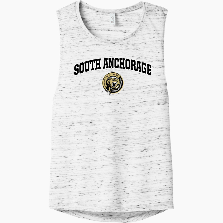 SOUTH ANCHORAGE HIGH SCHOOL WOLVERINES <span class="pdp-name-mascot">SOUTH ANCHORAGE WOLVERINES</span> Bella+Canvas Women's Flowy Scoop Muscle Tank