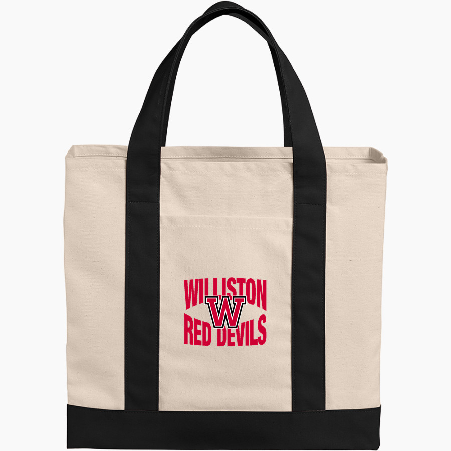 WILLISTON HIGH SCHOOL RED DEVILS Port Authority Cotton Canvas Two-Tone Tote