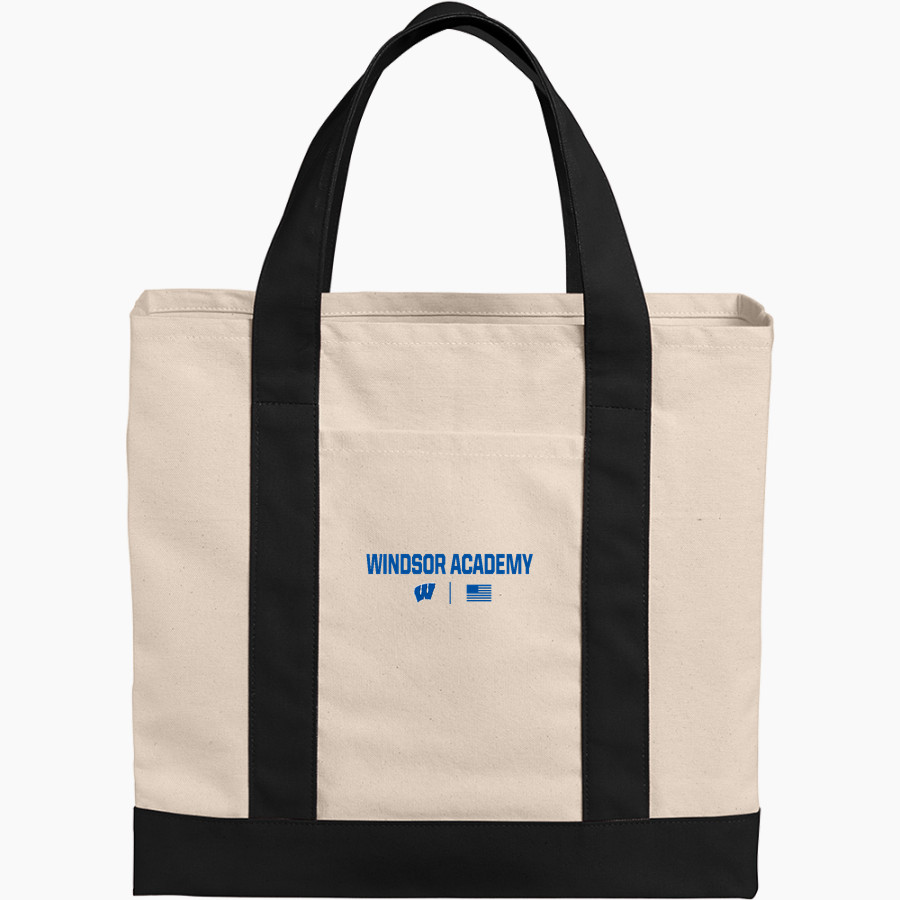 WINDSOR ACADEMY KNIGHTS <span class="pdp-name-mascot">WINDSOR ACADEMY KNIGHTS</span> Port Authority Cotton Canvas Two-Tone Tote