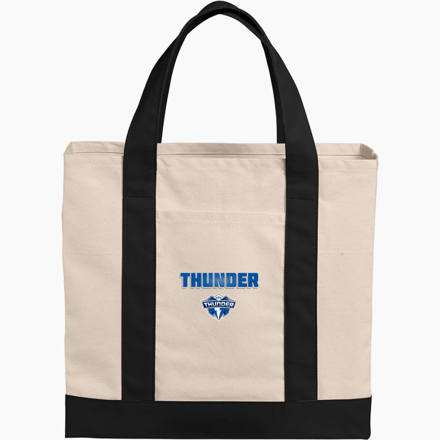 Mount St. Mary Academy believe in the boom <span class="pdp-name-mascot">Mount Saint Mary Academy Thunder</span> Port Authority Cotton Canvas Two-Tone Tote