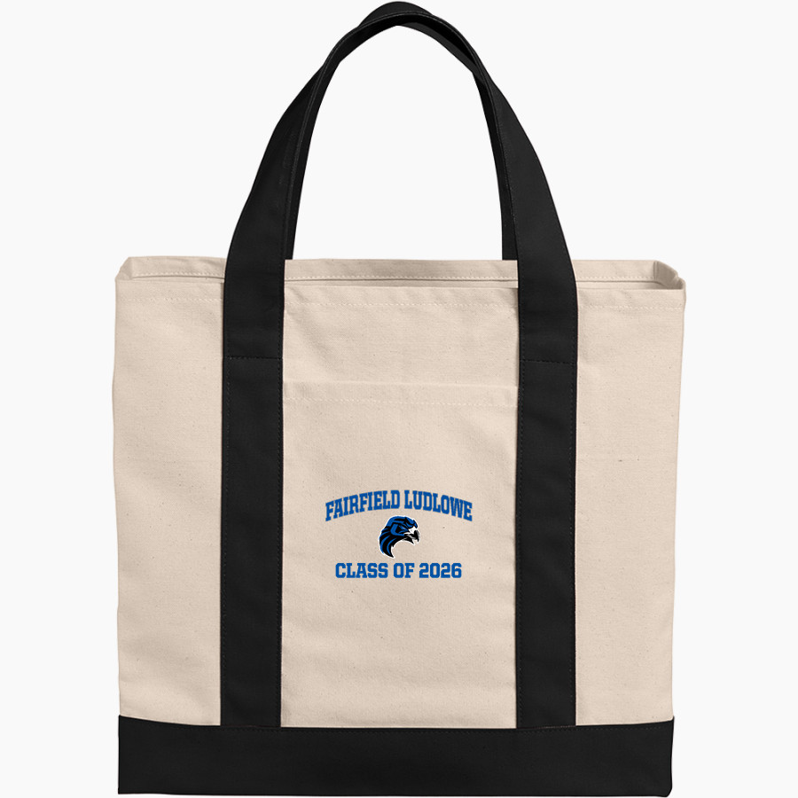 FAIRFIELD LUDLOWE HIGH SCHOOL FALCONS Port Authority Cotton Canvas Two-Tone Tote