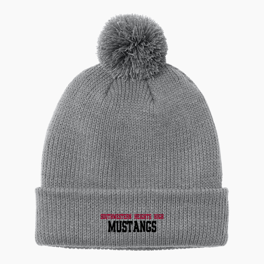 SOUTHWESTERN HEIGHTS HIGH MUSTANGS <span class="pdp-name-mascot">SOUTHWESTERN HEIGHTS HIGH MUSTANGS</span> Port Authority Cozy Pom Beanie