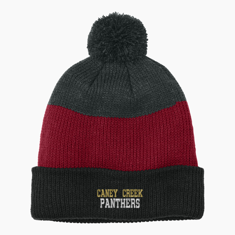 CANEY CREEK HIGH SCHOOL PANTHERS Port Authority Cozy Striped Pom Beanie