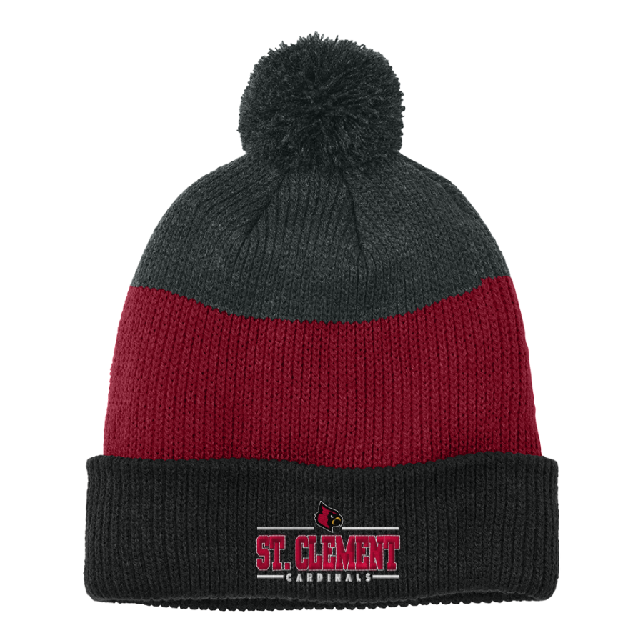 St. Clement Cardinals <span class="pdp-name-mascot">St. Clement School Cardinals</span> Port Authority Cozy Striped Pom Beanie