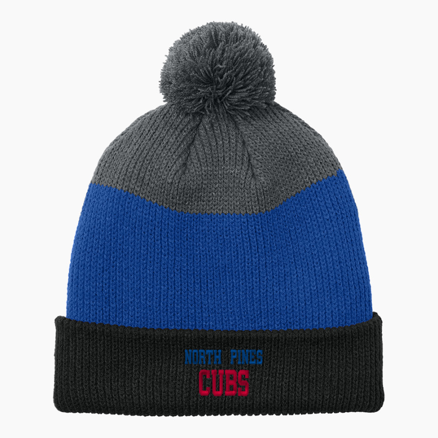 NORTH PINES CUBS Port Authority Cozy Striped Pom Beanie