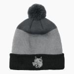HYDRO-EAKLY HIGH SCHOOL BOBCATS Port Authority Cozy Striped Pom Beanie Front Thumbnail