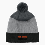 FORT JENNINGS HIGH SCHOOL MUSKETEERS Port Authority Cozy Striped Pom Beanie Front Thumbnail