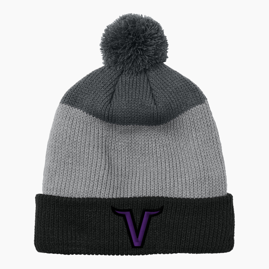 Niles North Vikings Port Authority Cozy Striped Pom Beanie