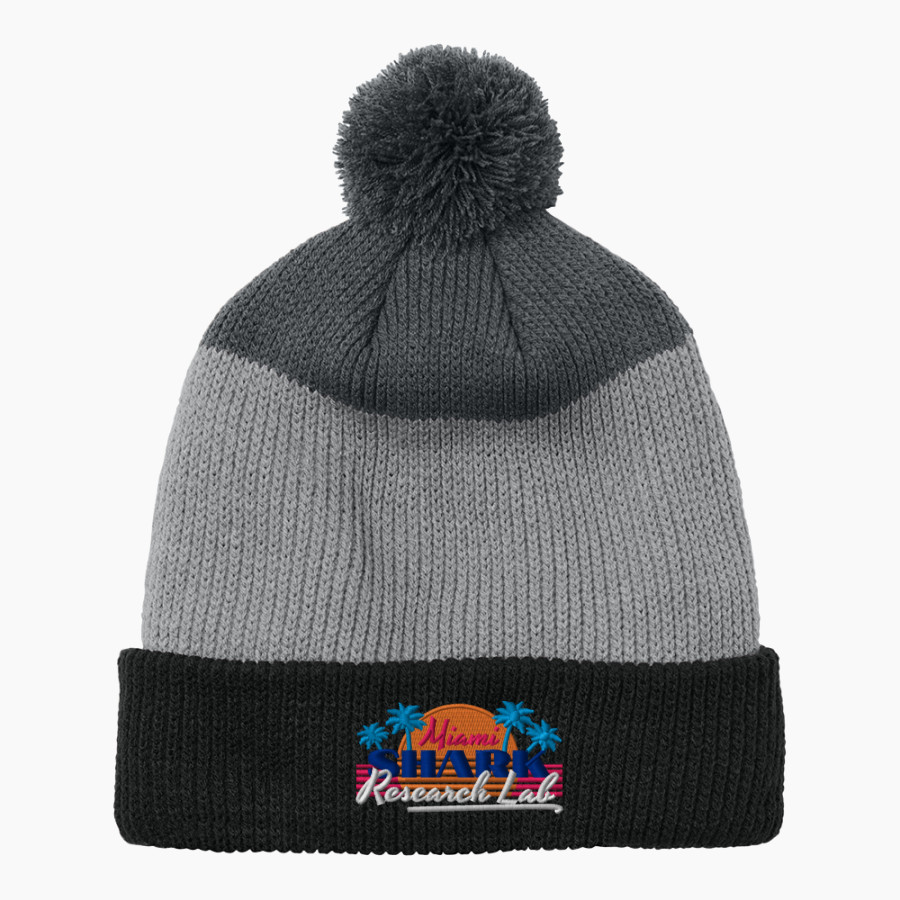 Shark Research & Conservation The Official Online Store <span class="pdp-name-mascot">SRC Sharks</span> Port Authority Cozy Striped Pom Beanie