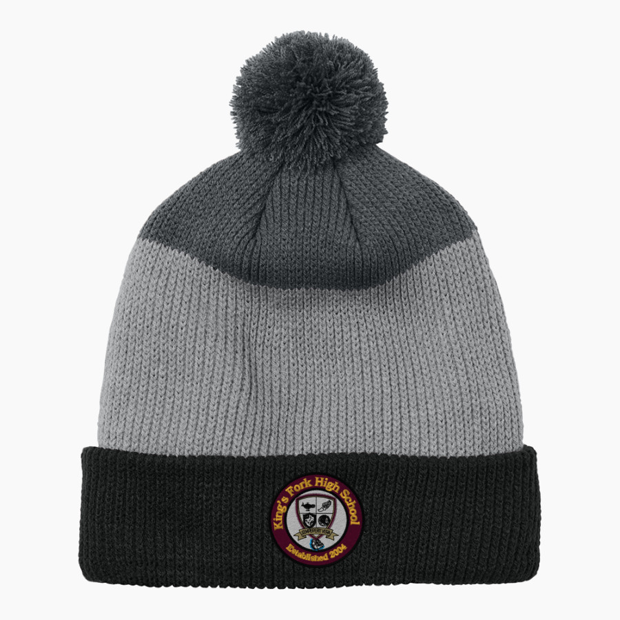 KING'S FORK HIGH SCHOOL BULLDOGS <span class="pdp-name-mascot">KINGS FORK BULLDOGS</span> Port Authority Cozy Striped Pom Beanie