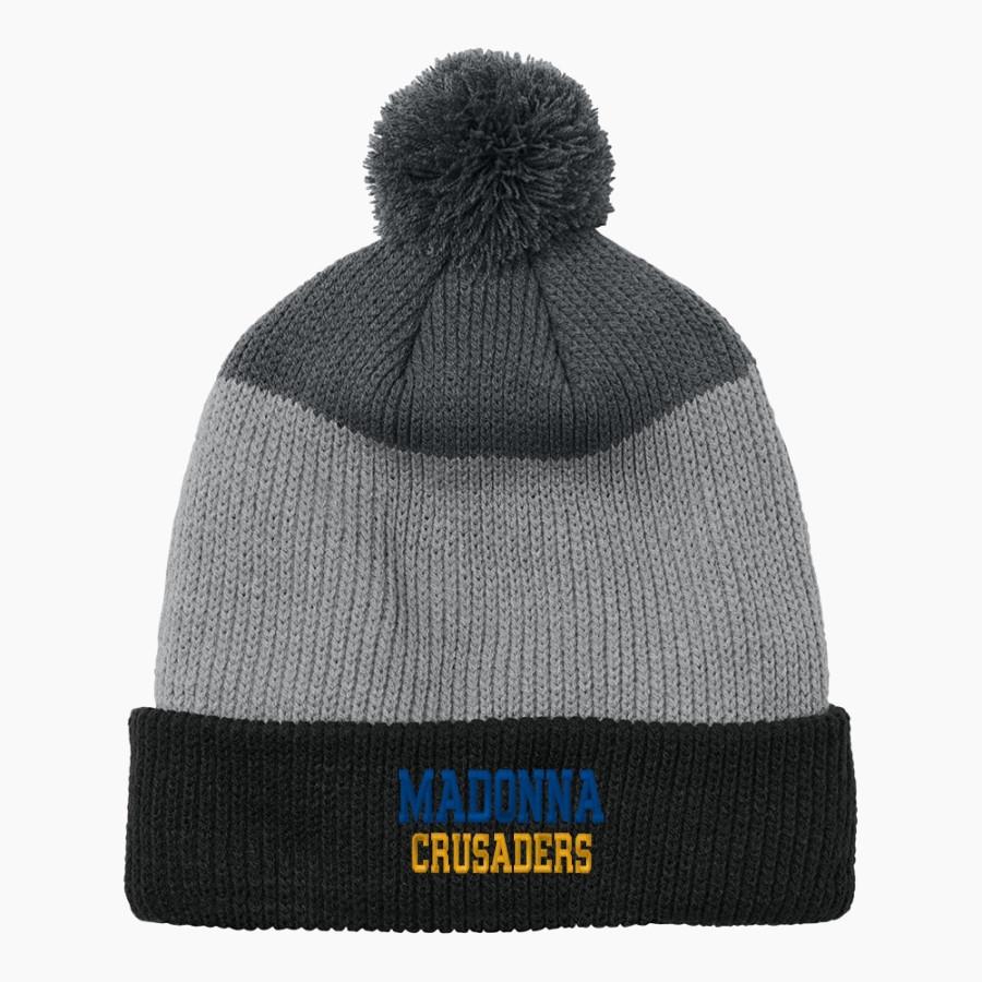 Madonna Crusaders Port Authority Cozy Striped Pom Beanie