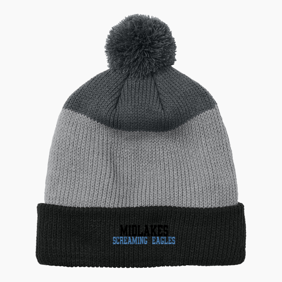 MIDLAKES HIGH SCHOOL SCREAMING EAGLES <span class="pdp-name-mascot">MIDLAKES SCREAMING EAGLES</span> Port Authority Cozy Striped Pom Beanie