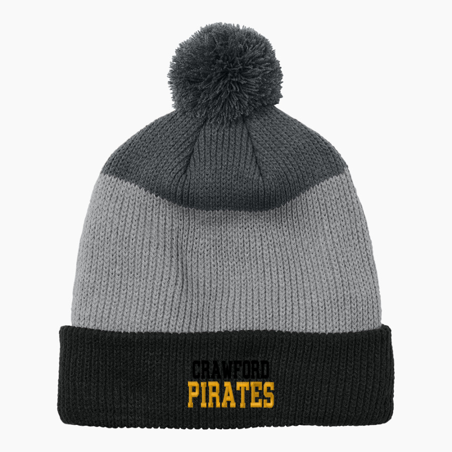 CRAWFORD HIGH SCHOOL PIRATES <span class="pdp-name-mascot">CRAWFORD PIRATES</span> Port Authority Cozy Striped Pom Beanie