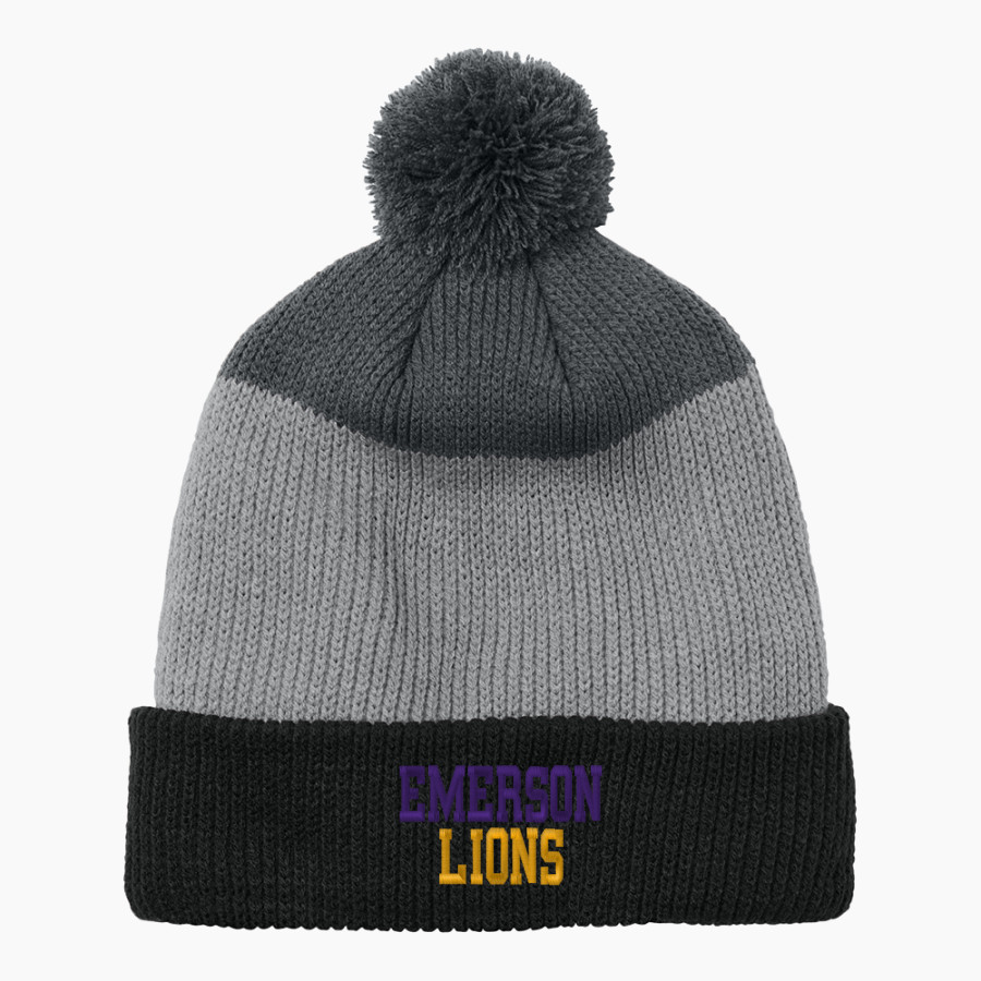 Emerson Lions Port Authority Cozy Striped Pom Beanie