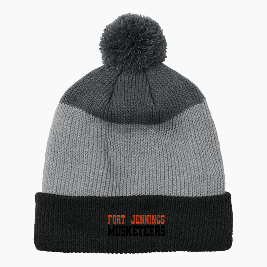 FORT JENNINGS HIGH SCHOOL MUSKETEERS Port Authority Cozy Striped Pom Beanie