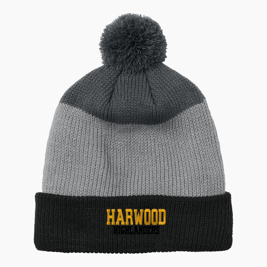 HARWOOD UNION HIGH SCHOOL HIGHLANDERS Port Authority Cozy Striped Pom Beanie