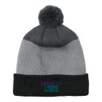 Lawrence 3-8 Lobos <span class="pdp-name-mascot">Lawrence 3-8 School Lobos</span> Port Authority Cozy Striped Pom Beanie Front Thumbnail