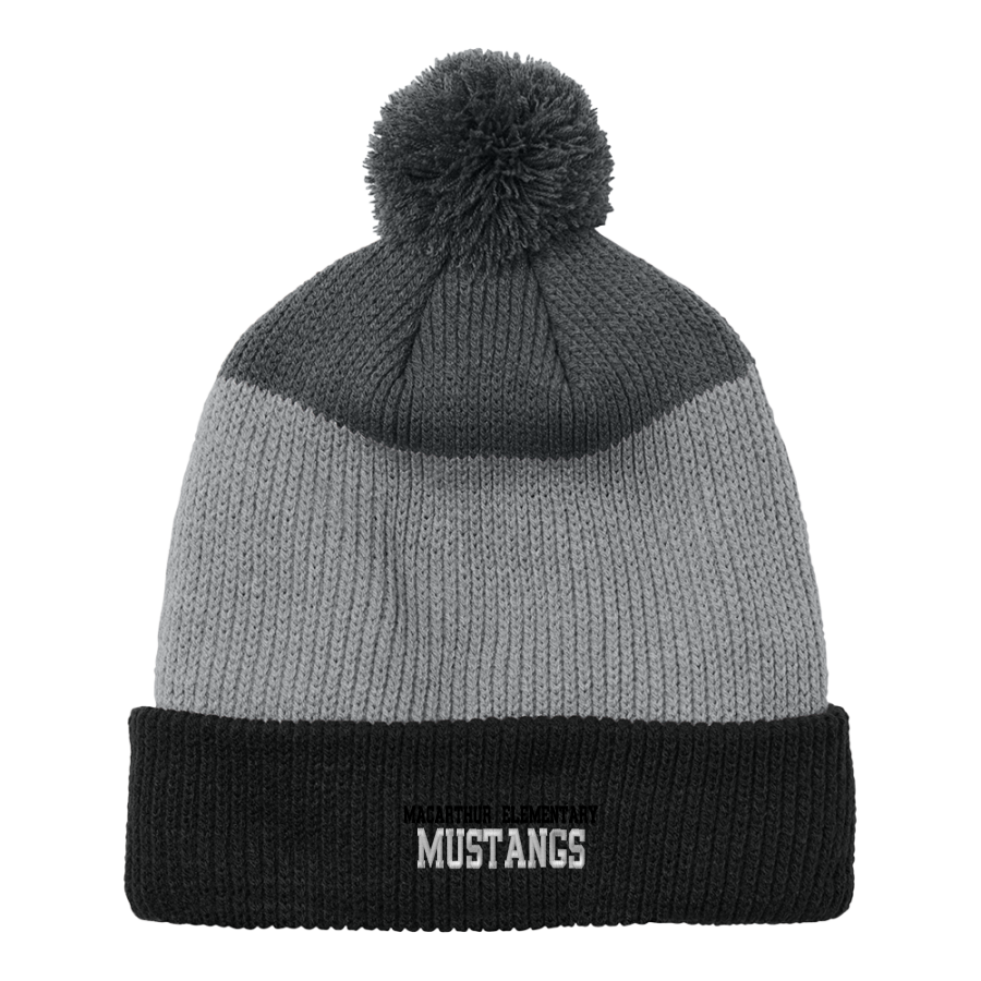 MacArthur Elementary Mustangs <span class="pdp-name-mascot">McArthur Elementary</span> Port Authority Cozy Striped Pom Beanie
