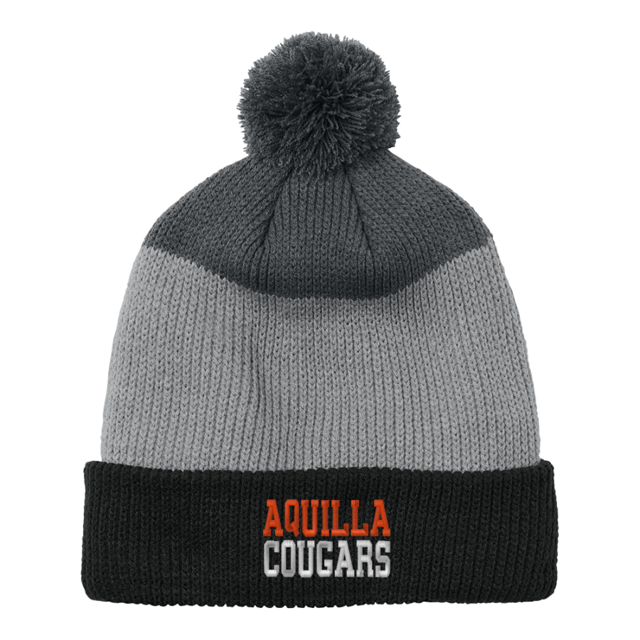 AQUILLA HIGH SCHOOL COUGARS <span class="pdp-name-mascot">AQUILLA COUGARS</span> Port Authority Cozy Striped Pom Beanie