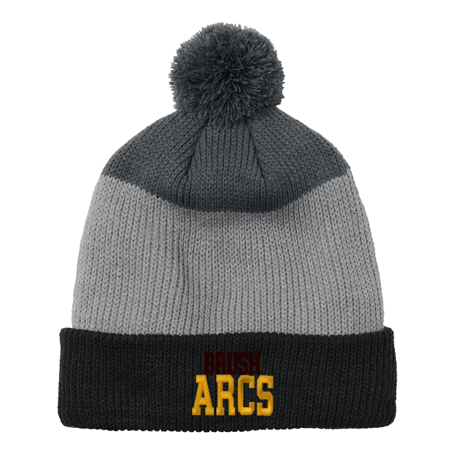 Brush Arcs <span class="pdp-name-mascot">Charles F Brush High School Arcs</span> Port Authority Cozy Striped Pom Beanie