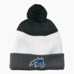 SNOWFLAKE HIGH SCHOOL LOBOS Port Authority Cozy Striped Pom Beanie Front Thumbnail