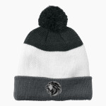 FAITH CHRISTIAN ACADEMY LIONS Port Authority Cozy Striped Pom Beanie Front Thumbnail
