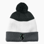 Drew Dragons Port Authority Cozy Striped Pom Beanie Front Thumbnail