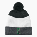 WEST MONONA HIGH SCHOOL SPARTANS Port Authority Cozy Striped Pom Beanie Front Thumbnail