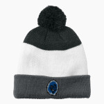 Cleveland Community College Yetis Port Authority Cozy Striped Pom Beanie Front Thumbnail