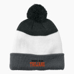 THORNAPPLE KELLOGG HIGH SCHOOL TROJANS Port Authority Cozy Striped Pom Beanie Front Thumbnail