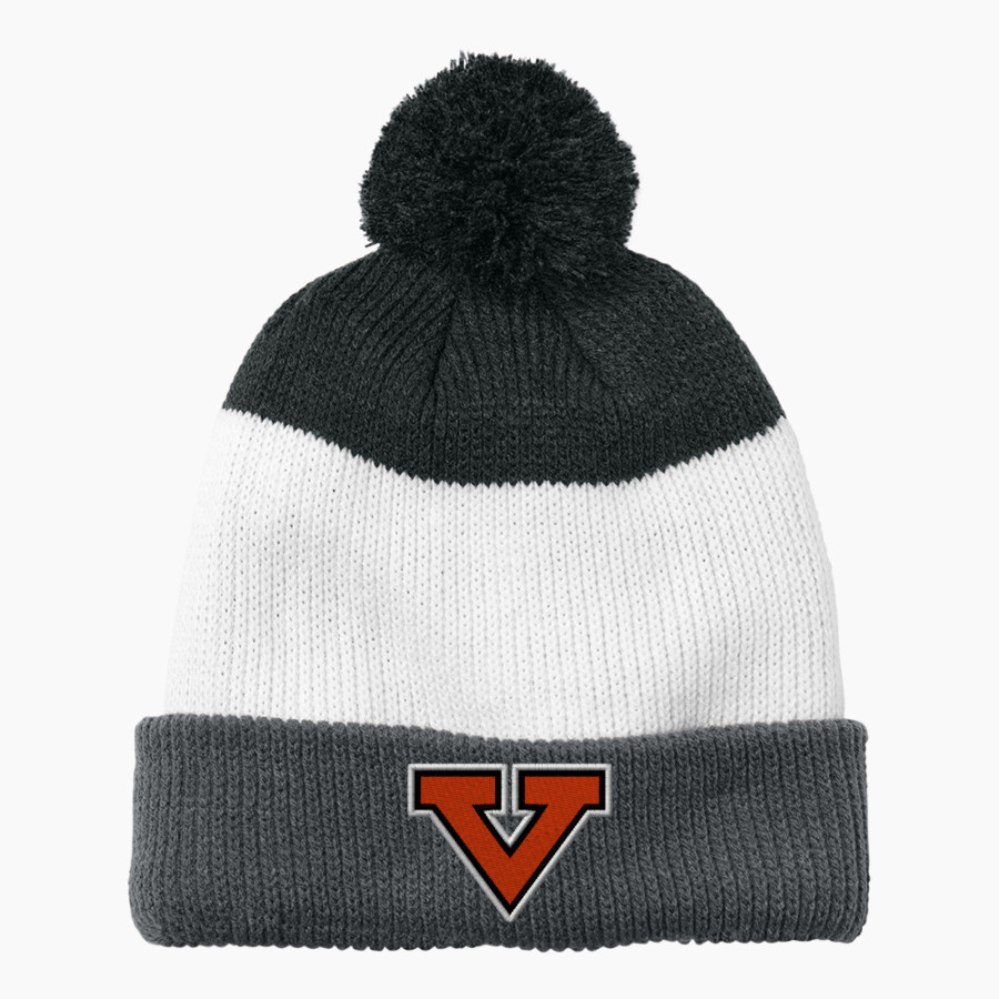 Frost Vikings Port Authority Cozy Striped Pom Beanie