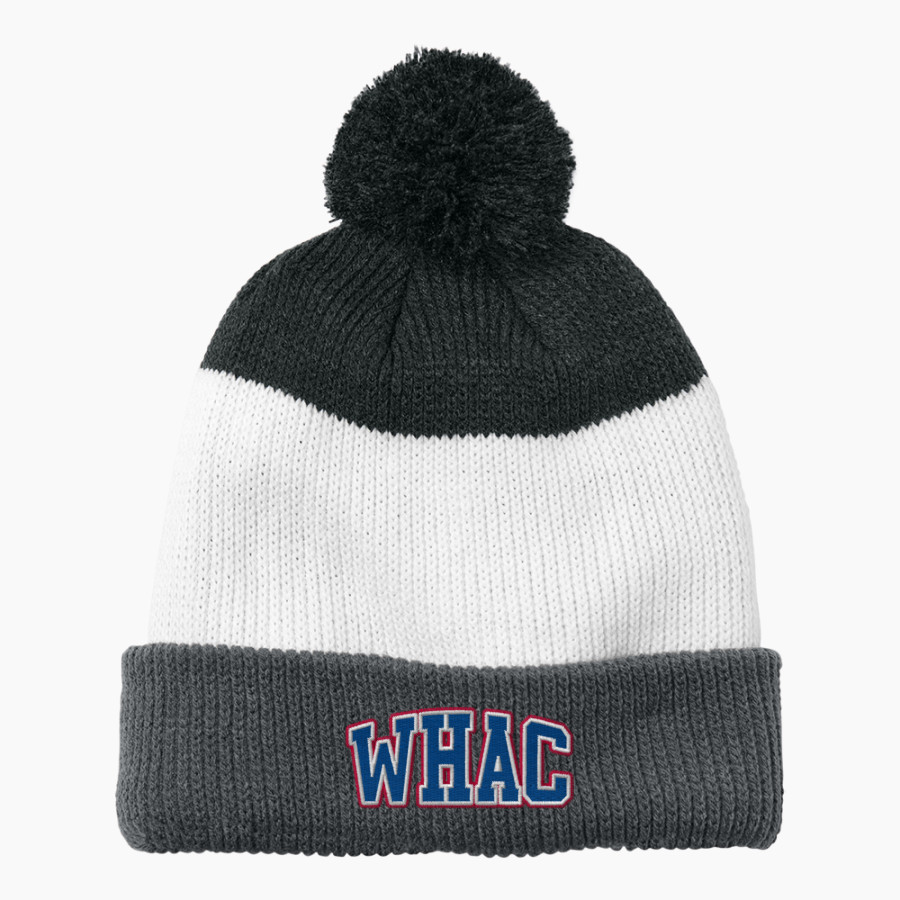 WOLVERINE-HOOSIER ATHLETIC CONFERENCE <span class="pdp-name-mascot">WOLVERINE-HOOSIER ATHLETIC CONFERENCE</span> Port Authority Cozy Striped Pom Beanie