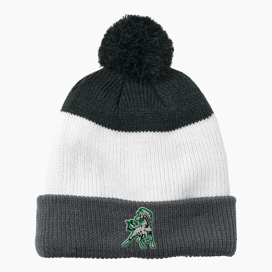EVERGREEN PARK HIGH SCHOOL MUSTANGS <span class="pdp-name-mascot">EVERGREEN PARK MUSTANGS</span> Port Authority Cozy Striped Pom Beanie