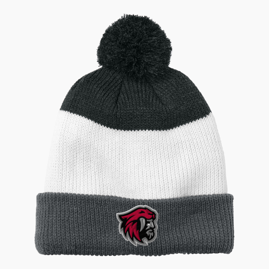 AMERICAN FORK HIGH SCHOOL CAVEMEN <span class="pdp-name-mascot">AMERICAN FORK CAVEMEN</span> Port Authority Cozy Striped Pom Beanie
