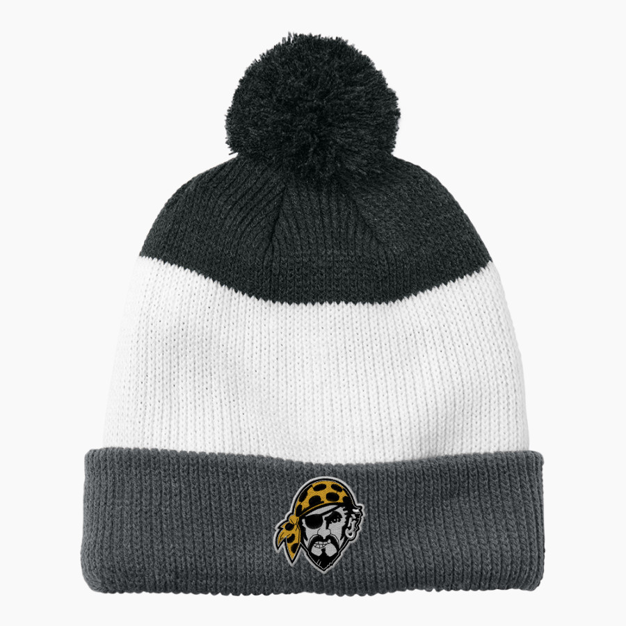 PERQUIMANS COUNTY HIGH SCHOOL PIRATES <span class="pdp-name-mascot">PERQUIMANS COUNTY PIRATES</span> Port Authority Cozy Striped Pom Beanie
