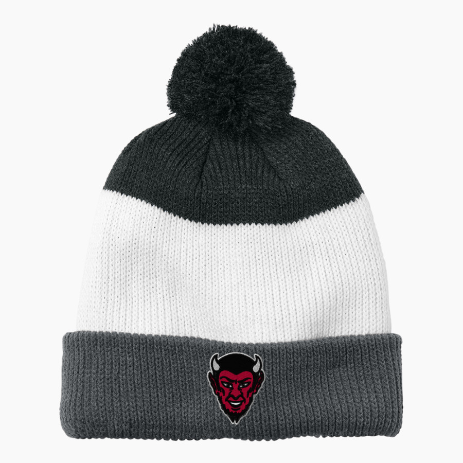 Chaffee Red Devils <span class="pdp-name-mascot">Chaffee Schools Red Devils</span> Port Authority Cozy Striped Pom Beanie