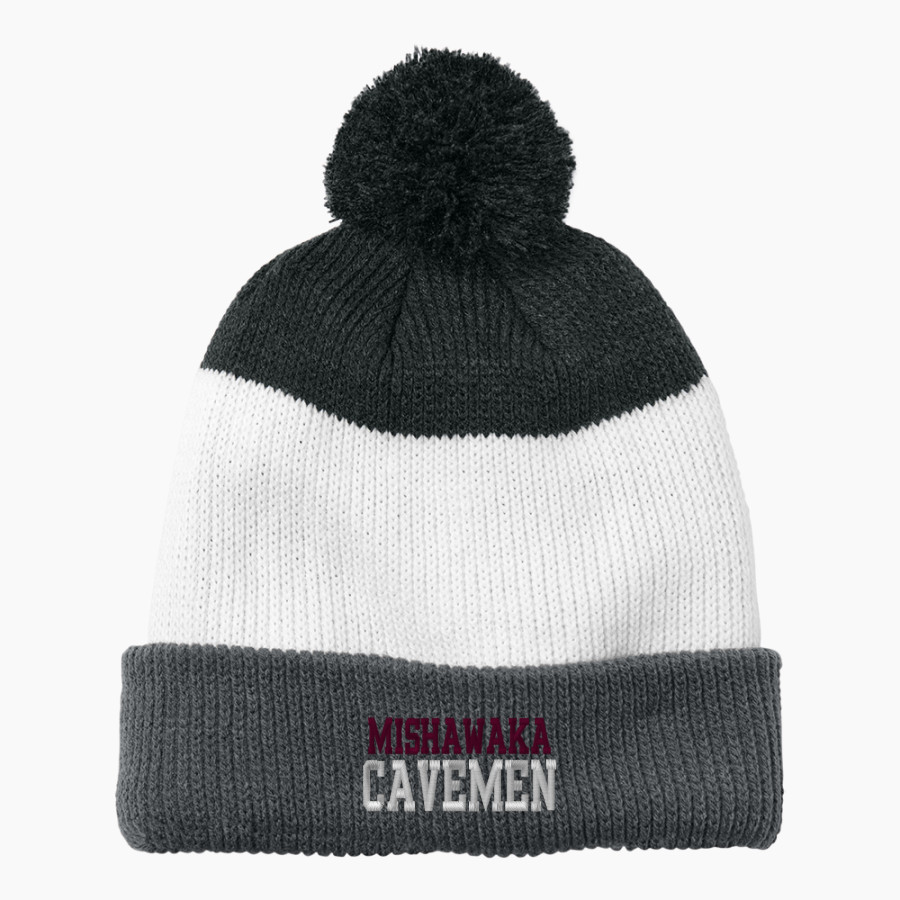 Mishawaka Cavemen Port Authority Cozy Striped Pom Beanie