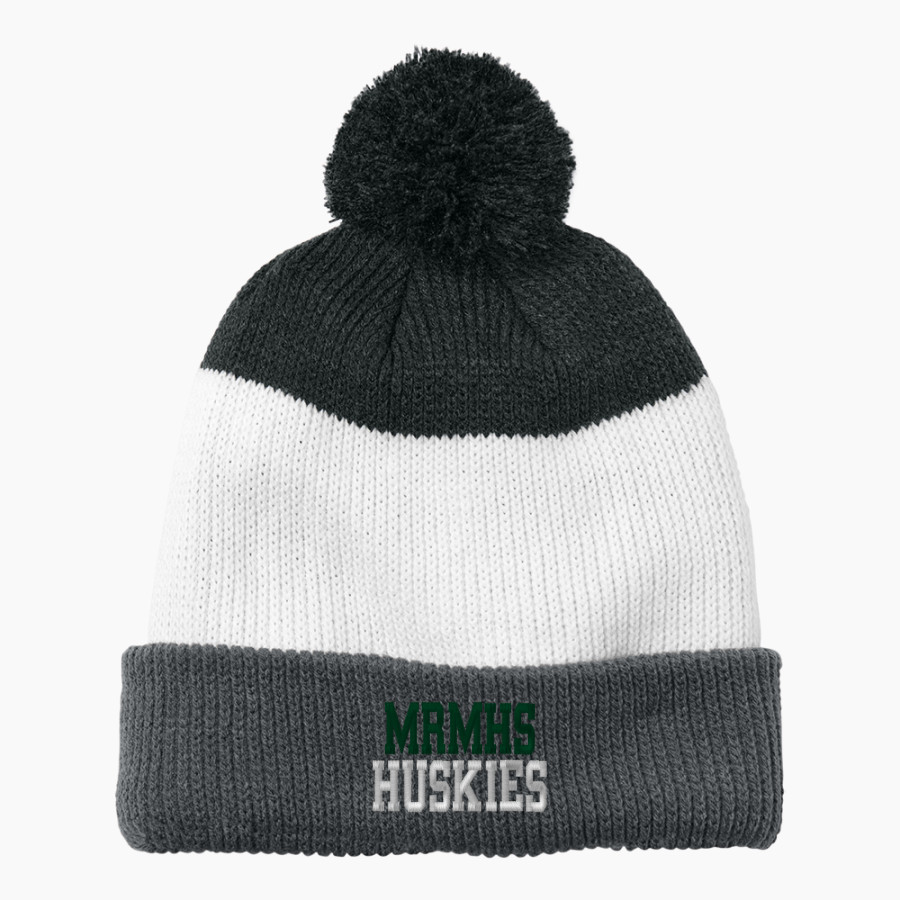 MONADNOCK REGIONAL MIDDLE HIGH SCHOOL HUSKIES <span class="pdp-name-mascot">MONADNOCK REGIONAL HUSKIES</span> Port Authority Cozy Striped Pom Beanie